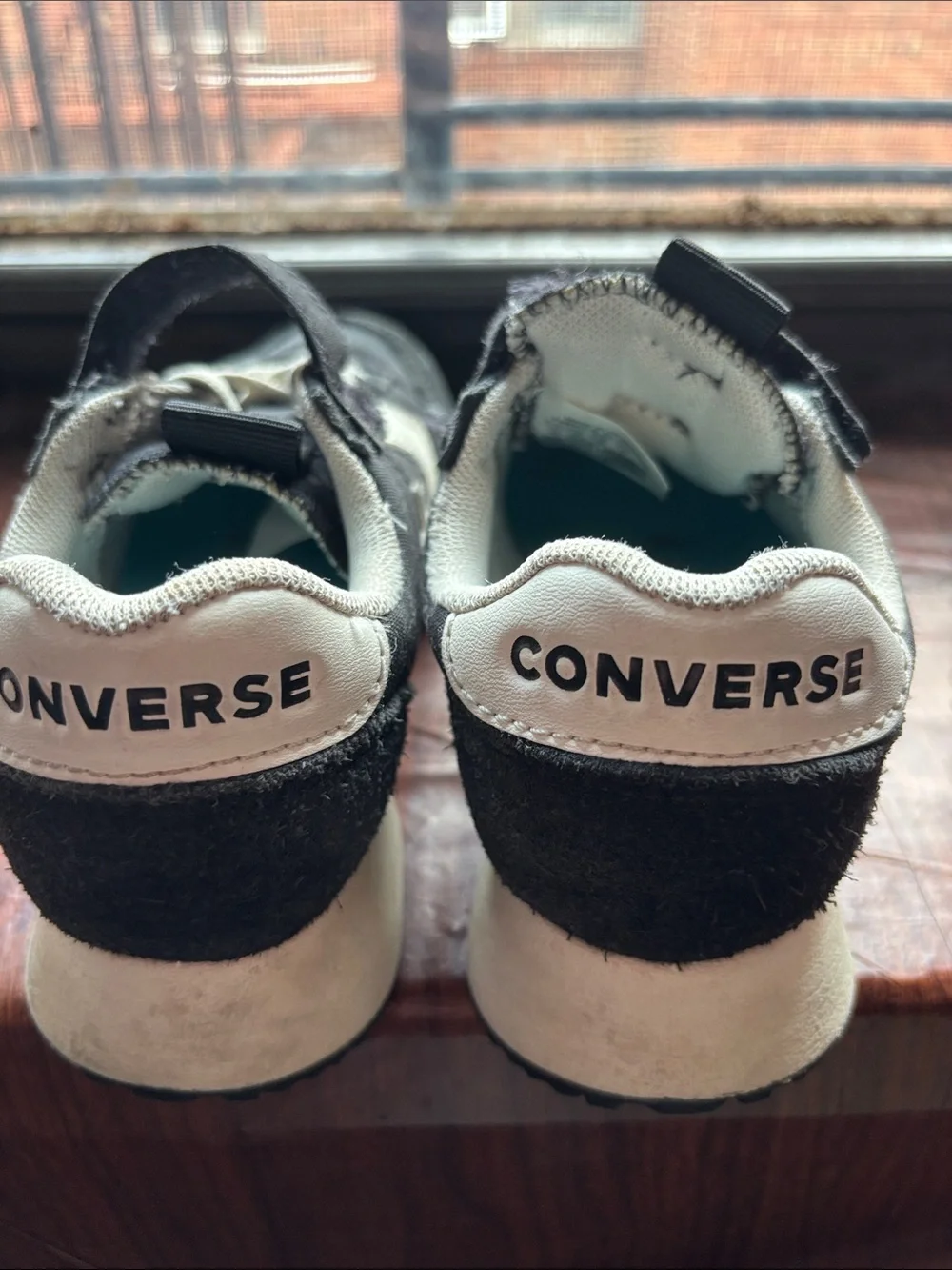 Converse Kids Black and White Velcro Low-Top Sneakers